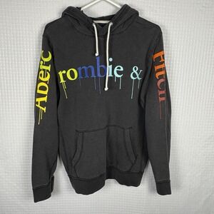 Abercrombie &‎ Fitch Rainbow Hoodie Mens Small Spellout Paint Drip Skater